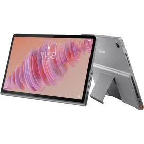 Lenovo Tab Plus TB351FU 128 GB gri öğrenci tableti; açılır ekran ve çoklu kullanım standı önden görünüyor.