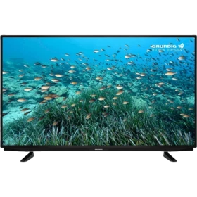 Grundig 55 GEU 7910 B Ultra HD 4K LED televizyon, deniz canlılarını gösteren ekranıyla önden görünüm