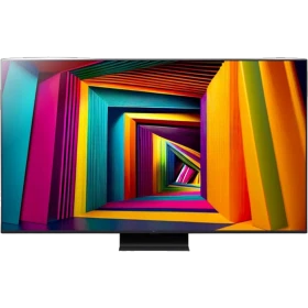 LG 75UT91006LA 75 inç Ultra HD 4K LED televizyon, renkli ışıklar ve canlı ekran görüntüsü ile vitrin görseli