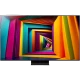 LG 75UT91006LA 75 inç Ultra HD 4K LED televizyon, renkli ışıklar ve canlı ekran görüntüsü ile vitrin görseli