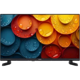 Vestel 32HT9740 HD Ready LED televizyon, renkli su damlası desenli ekran ve siyah çerçeveyle önden görünüm