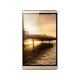 Huawei MediaPad M2 altın renkli tablet; köprü manzaralı ekranı görünen uygun fiyatlı tablet vitrin görüntüsü