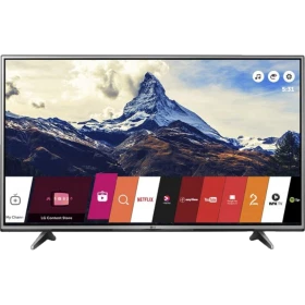 LG 55UH615V 55 inç Ultra HD 4K LED televizyon ekranında dağ manzarası, vitrinde modern tasarım