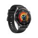 Huawei Watch GT 5 Siyah 46mm akıllı saat, siyah kayış ve renkli sağlık takip ekranıyla duran ürün