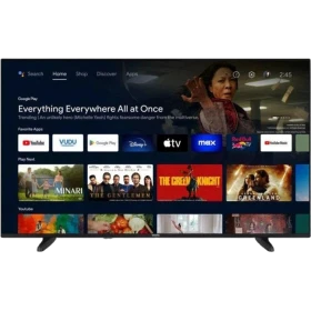 Vestel 65QA9701 Ultra HD 4K QLED televizyon, akıllı TV arayüzü açık şekilde önden görünür.