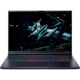 Siyah Acer Predator Helios NEO 18 AI PHN18-72-9424 oyuncu laptop, önden açık ekran ve RGB klavyeli