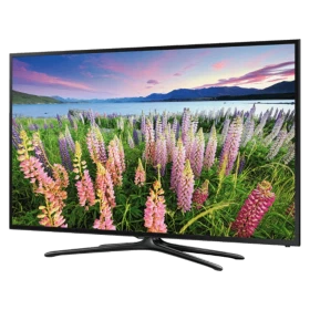 Samsung 58J5270 58 inç Full HD LED televizyon, çiçek manzaralı ekran görüntüsüyle önden vitrin görünümü