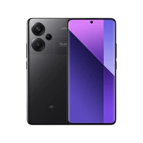 Xiaomi Redmi Note 13 Pro Plus siyah akıllı telefon, ön ekran ve arka kamera modülüyle vitrin görünümü