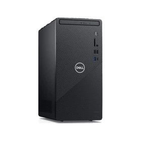 Dell Inspiron 3881 B40F82GTXN masaüstü bilgisayar, siyah kule kasası ve ön panel bağlantı noktalarıyla.