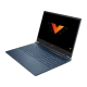HP Victus Gaming 16-r0005nt 7P6B2EA koyu mavi oyuncu laptop; açılmış ekran ve RGB tasarım vurgusu