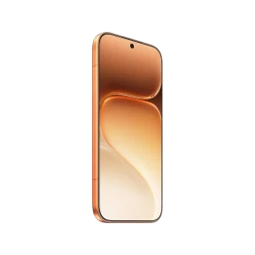 Turuncu Honor 600 akıllı telefon, ince çerçeveli ekran ve ön kamera deliğiyle önden görünüm
