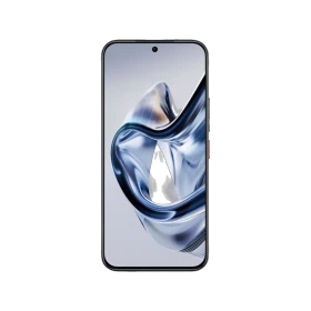 Siyah ZTE Air akıllı telefon, ince çerçeveli geniş ekranlı ön yüz tasarımıyla vitrinde önden görünüm
