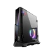 MSI MEG Trident X 10SE-851EU siyah masaüstü bilgisayar, RGB aydınlatmalı kompakt kasa tasarımıyla.