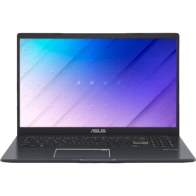 Asus E510MA-EJ592W siyah iş ve ofis laptopu, açık klavye ve ekran görünümüyle vitrin görseli