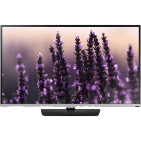 Samsung 40H5070 Full HD FHD TV ekranında mor çiçek manzarası, genel renkli vitrinde teşhir görseli
