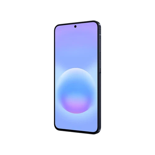 Samsung Galaxy A57 5G lacivert akıllı telefon, ince çerçeveli ekran ve yandan görünümle ön yüz tasarımı