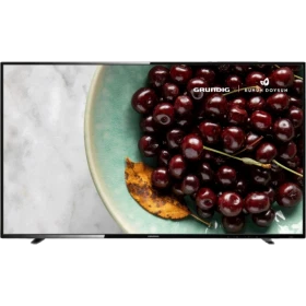 Grundig 43 GCH 5900B Full HD LED televizyon, ince siyah çerçevesiyle kiraz görüntüsü gösteriyor