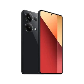 Xiaomi Redmi Note 13 Pro 4G siyah akıllı telefon, önden ekran ve arkadan çift kamera tasarımıyla görünüm