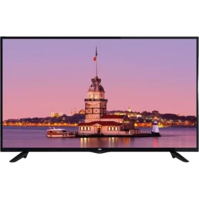 SEG 55SCU9600 Ultra HD 4K LED televizyon, İstanbul Kız Kulesi manzarasını gösteren siyah ekranıyla önden görünüm