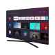 Arçelik A55 B 975 A Ultra HD 4K LED TV, siyah ekranında akıllı TV uygulamaları açık halde duruyor