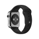 Apple Watch 38 mm paslanmaz çelik kasalı, siyah spor kordonlu akıllı saat