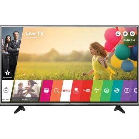 LG 60UH605V Ultra HD 4K LED televizyon, ekranda Live TV ve uygulama arayüzü görüntüsü