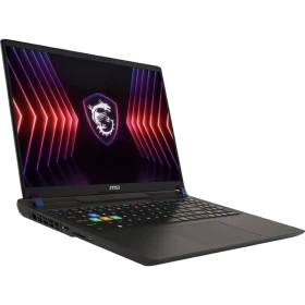 MSI Vector 16 HX A13VHG-495TR koyu gri oyuncu laptop; klavye ve RGB ışıklı ekran tasarımı görünüyor