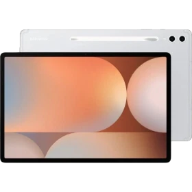 Samsung Galaxy Tab S10+ 256 GB 5G gümüş tablet, ön panel ve arka görünüm birlikte ekranla gösteriliyor