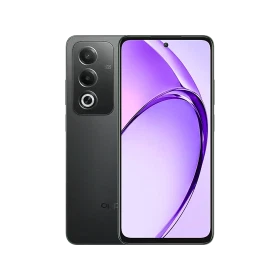 Oppo A3 Pro 5G siyah akıllı telefonun ön ve arka yüzü, ekran ve üçlü kamera modülü görünümü