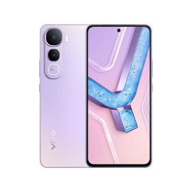 Vivo Y400 pembe akıllı telefon, ön ekran ve arka çift kamera tasarımıyla vitrin görünümü