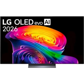 LG OLED55C64LA Ultra HD 4K OLED televizyon, siyah ekranda renkli AI evosu görseli
