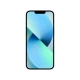 Beyaz Apple iPhone 13 akıllı telefon, önden görünüm; çentikli ekran ve mavi-yeşil duvar kâğıdı ile