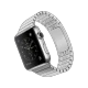 Apple Watch 42 mm gümüş paslanmaz çelik kasalı, baklalı bilezikli akıllı saat ve siyah ekran