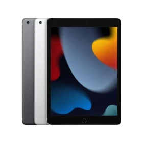 Apple iPad 9, 3 GB RAM, 256 GB depolama, 4G bağlantılı gümüş tablet ön yüz ve arka kapak görünümü