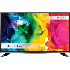 LG 55UH635V Ultra HD 4K LED televizyon; canlı renklerle ekran görüntüsü ve HDR 4K yazısı.