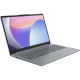 Lenovo IdeaPad Slim 3 83EM00KYTR003 gri iş ve ofis laptopu, açık ekranda önden açılı görünüm