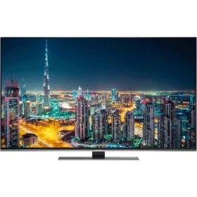 Grundig 49 VLX 9650 SP Ultra HD 4K LED televizyon, şehir manzarası gösteren ince ekranlı TV