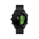 Siyah Garmin MARQ Golfer Gen 2 karbon aktivite saati, golf sahası haritasını gösteren yuvarlak ekranıyla