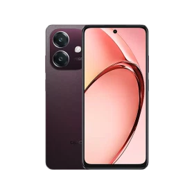 Oppo A3X kırmızı akıllı telefon, çift arka kamera ve delikli ön ekran tasarımıyla önden ve arkadan görünüm