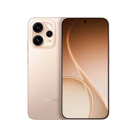 Oppo Reno 15 Pro Max altın renk akıllı telefonun ön ve arka yüzü, üçlü kamera ve geniş ekran görünümü