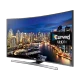 Samsung 55JU7500 Ultra HD 4K LED televizyon, kavisli ekranda şehir manzarası ve Curved UHDTV yazısı