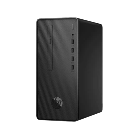 HP Desktop Pro 300 G3 9LC22EA siyah masaüstü bilgisayar kasası, önden üç çeyrek açıyla gösteriliyor