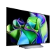 LG OLED48C34LA Ultra HD 4K OLED televizyon, genel siyah gövde ve renkli soyut ekran görüntüsü