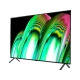 LG OLED55A26LA Ultra HD 4K OLED televizyon, canlı renkli soyut ekran görüntüsüyle siyah tasarım