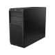 HP Z2 Tower G4 1R4T4ES07 siyah masaüstü bilgisayar, önden ve yandan görünüm