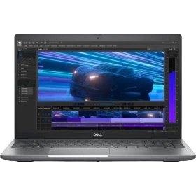 Dell Precision 3591 iş ve ofis laptopu, gri renkli açık ekran üzerinde dijital tasarım arayüzü görünüyor