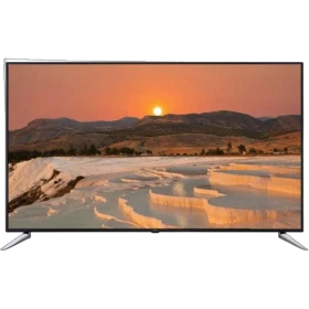 Vestel 49FB8500 Full HD LED televizyon, siyah çerçeveli ekranında gün batımı manzarası gösteriyor