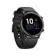 Honor MagicWatch 2 42mm siyah akıllı saat, yuvarlak ekranı ve siyah silikon kayışıyla önden görünüm