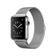 Apple Watch Series 2 38 mm gümüş paslanmaz çelik kasa ve Milano Loop akıllı saat, siyah ekranlı