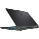 MSI Cyborg 15 A13VERNP29 siyah oyuncu laptopun kapalı görünümü ve yan aydınlatma detayları